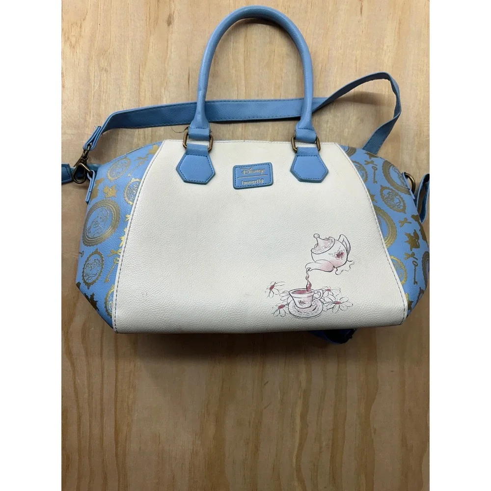 Disney Loungefly Alice in Wonderland Satchel Crossbody Bag Blue Gold Alice Dinah